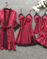 Luna - Nachtwäsche Set mit Spitze in Rot