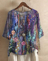 Brigitte | Damen Bluse Blumenmuster Lockere Passform – Blumenbluse Locker Sommer 2026 in Violett