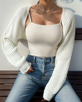 Lola Damen kurze Strickjacke in Weiß