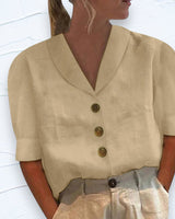 Joan | Top mit Kragen und Knöpfen in Beige