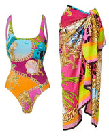 Alenya | Dein figurformender Push-Up-Einteiler mit passender Strandrobe in Orange / Pink / Gelb