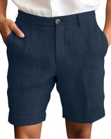 Calen - Schmal geschnittene Leinen-Shorts in Marineblau