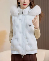 Softline Édition™ Steppweste mit Abnehmbarem Kunstpelzkragen / Die Eleganteste Schicht des Winters! in Weiß