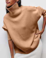 Lilian | Damen Übergroßer Winterpullover mit hohem Kragen in Khaki