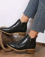 Rita | Damen Frühlings Lässige Ankle Boots Mit Seitlichem Reißverschluss in Schwarz