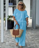 Celiane™-Set aus Baumwoll-Leinen mit Lockerer Passform in Blau