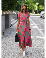Leanne - Elegantes Kleid mit Bauchbedeckung in Pink Grün