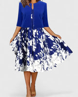 Orla | Halbarm A-Linien Midikleid in Blau