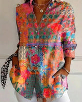 Annika | Bunte Bluse mit verspieltem Print in Oranje