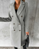 Bettina | Damen Langer Doppelreihiger Trenchcoat in Grau