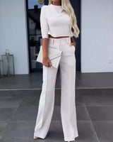 Nina™ Set mit High-Neck-Crop-Top in Weiß