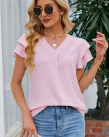 Pauline™ Bluse mit gestuften Ärmeln und Frontfalte in Hellrosa