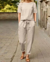 Charlotte - Outfit Set mit Kurzarm in Beige
