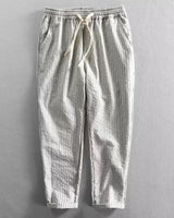 Lorenz™ Hose aus Baumwoll-Leinen mit Eleganten Streifen in Weiß
