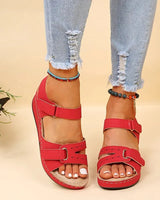 Mia - Keilsandalen mit Klettverschluss in Rot