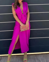 Kaelis™ Kleid mit Raffiniertem Design und Moderner Drapierung in Rosa