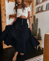 Belle Prairie™ Jeansrock Mit Fließenden Stufenlagen Im Used-Look in Schwarz