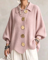 Shiryl – Langärmelige Strickjacke mit Kragen Und Knopfleiste in Rosa