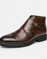Leon | Monk Strap Stiefeletten aus Ecopelle in Braun