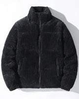 Fleece-Cordjacke - Dennis in Schwarz
