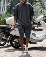 Draxen™-Set aus Premium-Strick mit Oversize-Passform und Streetwear-Style in Dunkelgrau