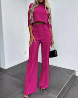Nina™ Set mit High-Neck-Crop-Top in Rosenrot