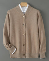 Anke | Damen Weiche Strickjacke mit Knopfleiste vorne in Braun