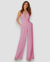 Bea | Damen Schlaghosen Jumpsuit Retro Selbstbewusst in Rosa