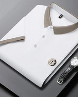 Angan – Elegantes Zweifarbiges Polohemd in Weiß