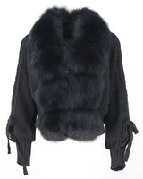 Lixx | Luxury Wintermantel für Damen mit echtem Fuchsfellkragen in schwarz