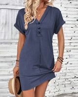 Audrey™ Kleid mit Lässiger Passform und V-Ausschnitt in Marineblau