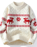 Anna | Stilvoller, bequemer Winter-Weihnachtspullover mit Rentiermotiv in Cream