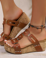 Annabella™ Keilsandale mit Korksohle und breiten, durchbrochenen Riemen in Braun