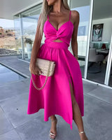 Fiora™ Kleid mit Feinem Cut-Out und Elegantem Schlitz in Rosa