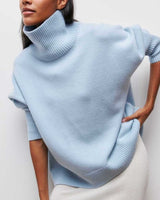 Lilian | Damen Übergroßer Winterpullover mit hohem Kragen in Blau