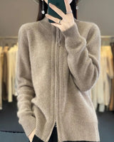 Zina | Kaschmir-Pullover mit Reißverschluss in Beige