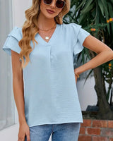 Pauline™ Bluse mit gestuften Ärmeln und Frontfalte in Hellblau