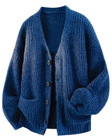 Soumaila - Locker Sitzende Strick Jacke Mit V-Ausschnitt in Blau