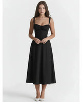 Linda | Damen Blumenkleid Korsett Seitenschlitz Midi – Blumen Korsett Midi 2026 in Schwarzes Linsay