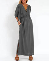 Mariah - Klassisches Maxi-Kleid in Grau