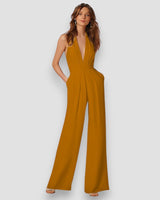Bea | Damen Schlaghosen Jumpsuit Retro Selbstbewusst in Gelb