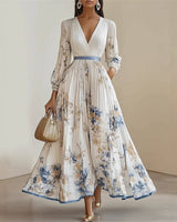 Pramudi - Elegantes Maxi Kleid Mit langen Ärmeln in Weiß