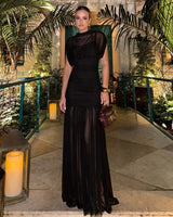 Elixire™-Kleid mit Durchscheinendem Tüll und Raffinierten Falten in Schwarz