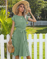 Beth - Polka Bloom Kleid in Mintgrün
