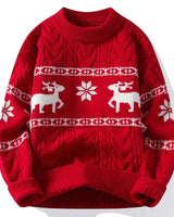 Anna | Stilvoller, bequemer Winter-Weihnachtspullover mit Rentiermotiv in Rot