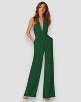 Bea | Damen Schlaghosen Jumpsuit Retro Selbstbewusst in Grün