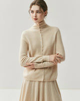 Areum - Langärmelige Kaschmir Strickjacke Mit Knopfleiste in Beige