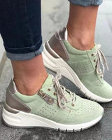 Marie | Damen Freizeit-Sneaker mit runder Spitze und Schnürung in Grün