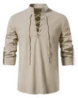 Oliver - Langarmhemd mit Schnürung in Beige