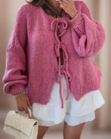 Doris | Damen Warme Strickjacke mit langen Ärmeln in Rosa